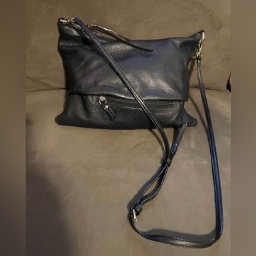 Black leather crossbody bag